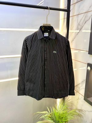 Lacost e Black Embroidery Logo Lining Premium Shirt With Brand Box Packing F3498-BL