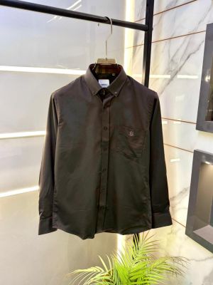 Burberr y Dark Grey Premium Shirt With Brand Box Packing and Carry Bag F3036-DGY